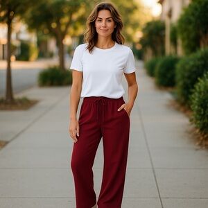 French Laundry Red Wide Leg Pants